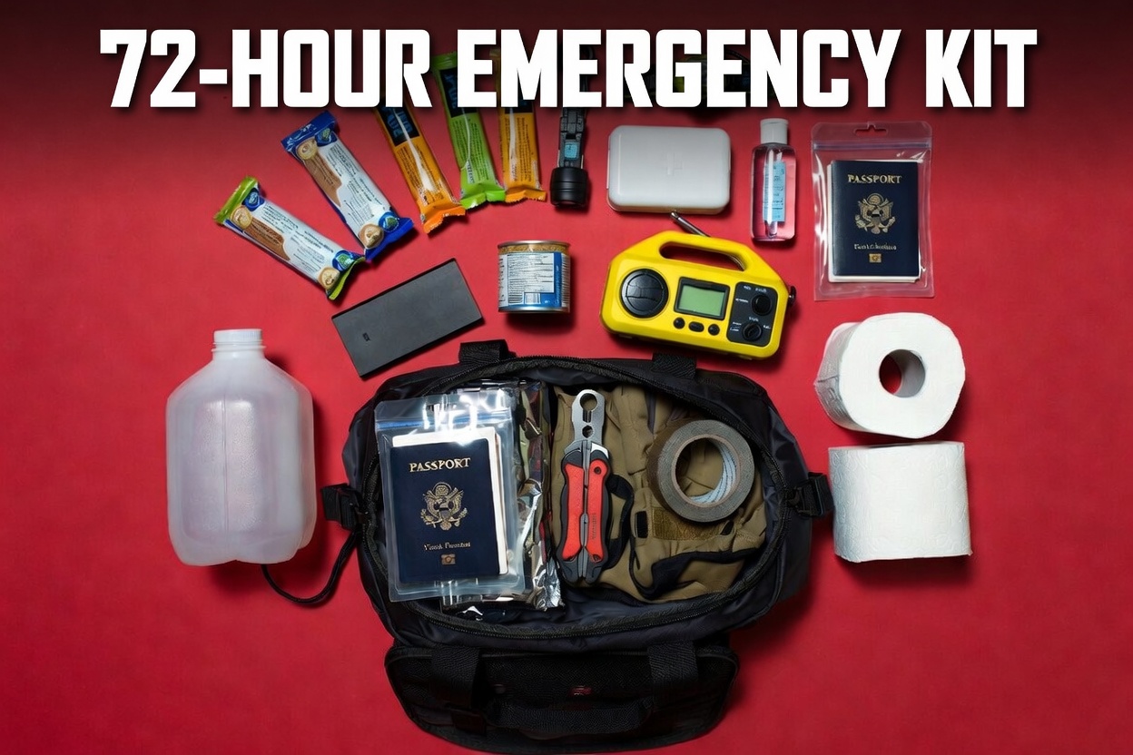 72-hour emergency kit with the essential supplies